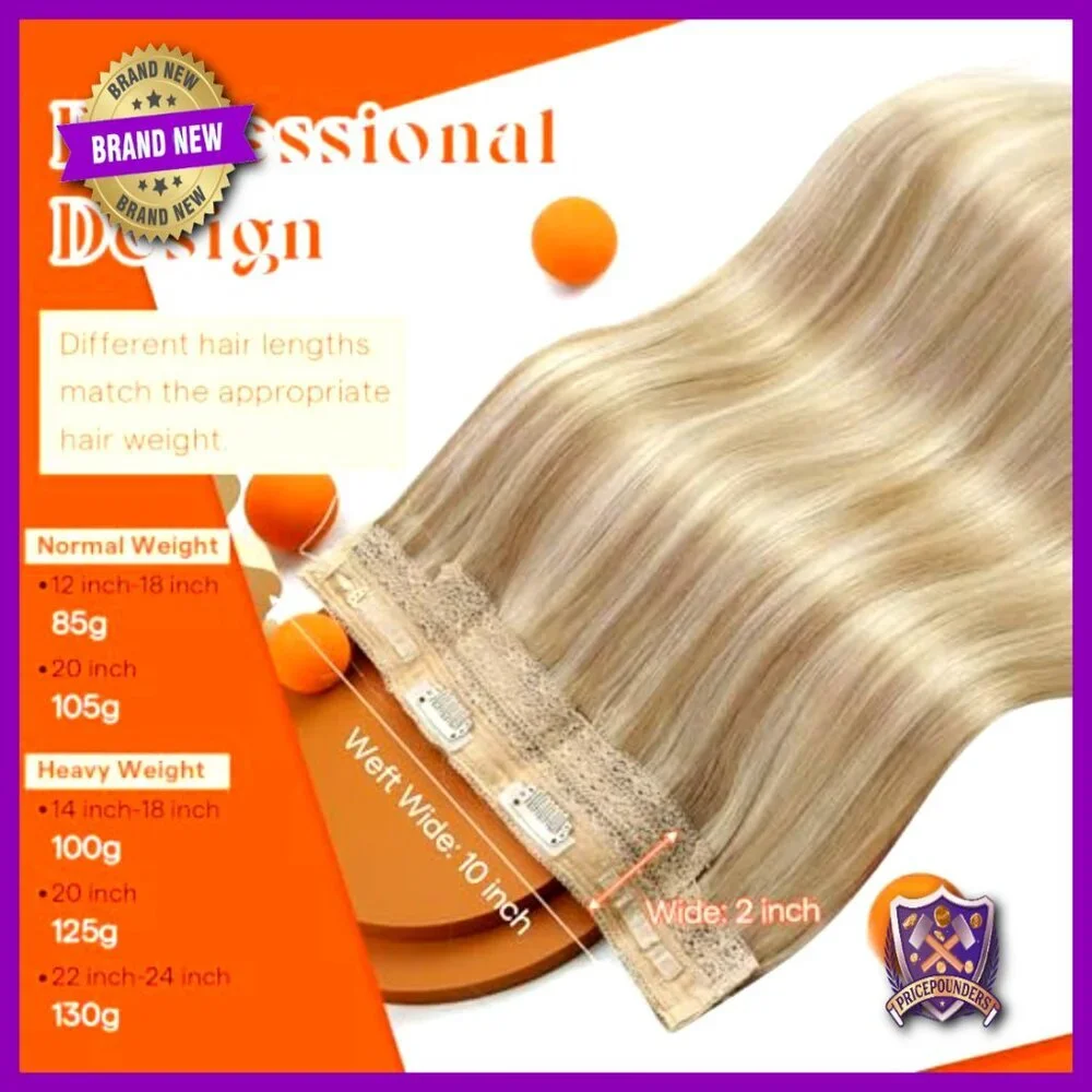 18 Inch Real Human Hair Extensions with Invisible Wire Clip-Ins